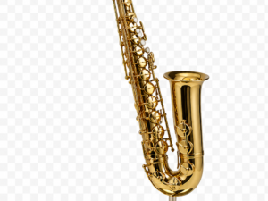 Figura decorativa de saxofón dorado con soporte ideal para decoración elegante del hogar