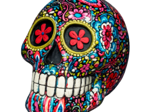 Calavera catrina decorativa colorida con diseño floral ideal para decoración artística