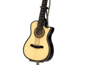 Figura decorativa de guitarra española tipo cutaway color claro ideal para decoración moderna