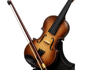Figura decorativa de violín premium con arco y soporte ideal para decoración elegante